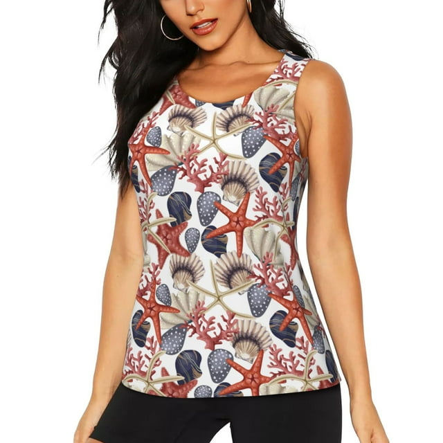 Vsdgher Débardeur Imprimé Étoile de Mer Coquillage Soutien-Gorge de Sport pour Femmes, Séchage Rapide, Entraînement, Course, Petit