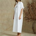 thumbnail image 4 of HOMBOM White Spring Jumpsuits for Women 2023 Short Sleeve Solid Color Button up V-neck Wide-leg Jumpsuit L, 4 of 6