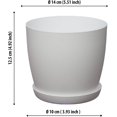 thumbnail image 2 of Vita trädgårdsprydnader vita krukor med fat - Blomkrukor utomhus med matt yta och bricka - Krukor med fat White, 2 of 5