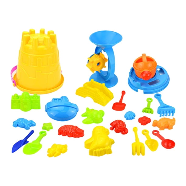 25 juguetes de arena para playa, castillos de arena, juego de construcción de castillos, cubos y , para viajes, cumpleaños, niños y niñas.