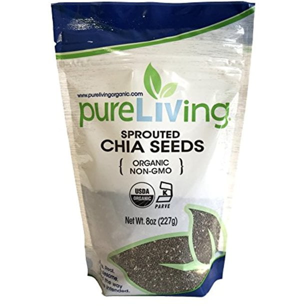 Pure Living Organic Sprouted Chia Seeds 8 oz Pack of 2