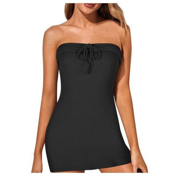 Women's Strappy Strapless Dress Pure Desire Style Spicy Girl Wrap Casual Summer Party Club Wear Flowy Comfortable Fashionable Outfit