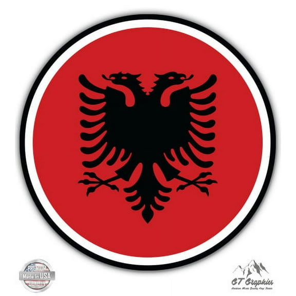 Albanian Flag Albania - 3" Vinyl Sticker - For Car Laptop I-Pad Phone Helmet Hard Hat - Waterproof Decal