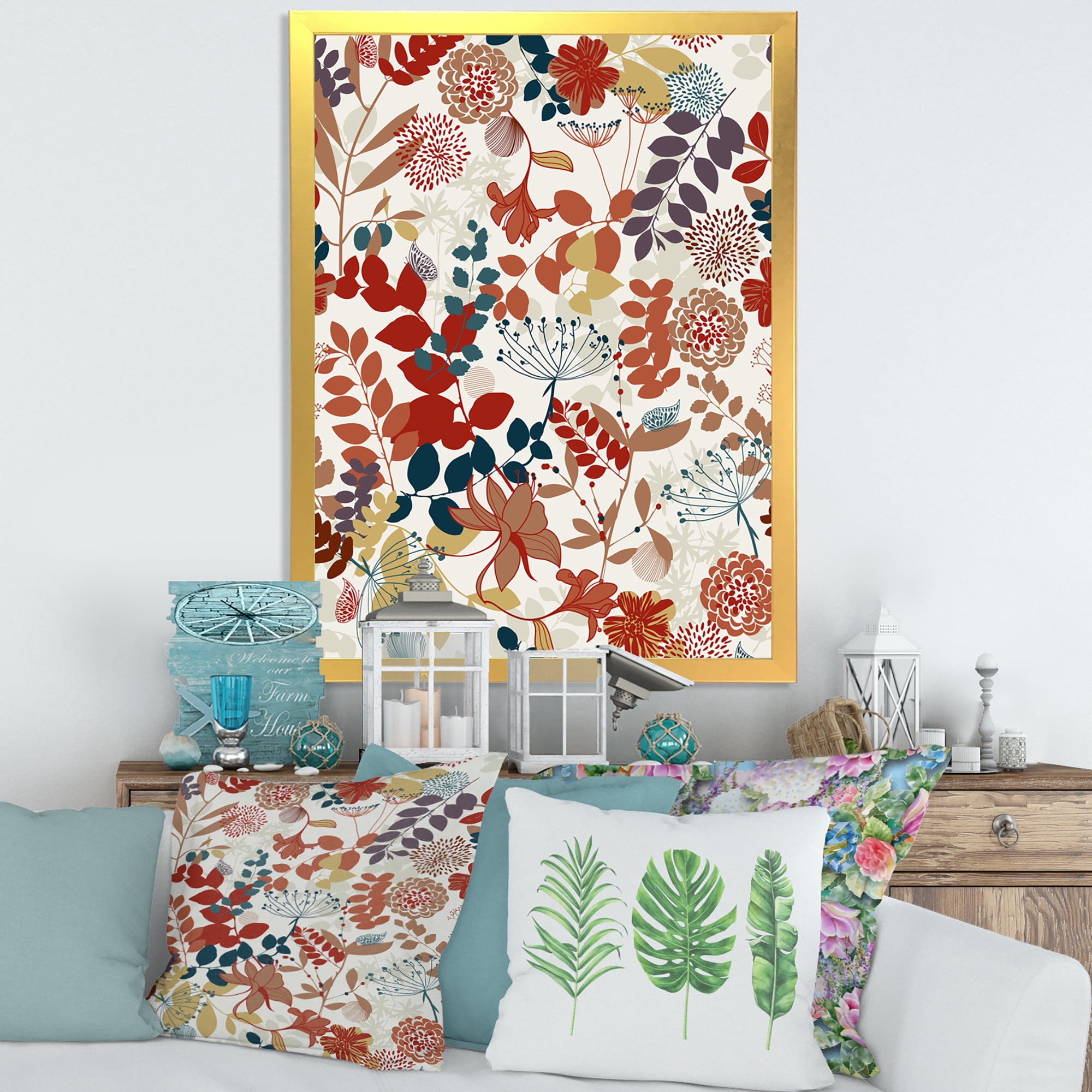 Designart 'Botanical Retro Garden' Bohemian & Eclectic Framed Art Print
