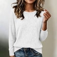 thumbnail image 2 of TEAJOPSUU Women's Pullover Sweatshirts Striped Long Sleeve Crew Neck Sweaters Fall Winter Soft Casual Clothes Loose Fit White, 2 of 7
