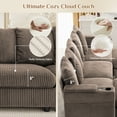 thumbnail image 5 of Willayok 110" Oversized U-Shaped Cloud Couch Sectional with Modular Design for Living Room: Comfy Corduroy, Ottoman, USB Port, Cup Holder, Armrest Storage, Side Pocket, Brown, 5 of 9