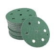 thumbnail image 1 of Discos de Lija para Automóviles Unique Bargains?3.5" 7 Agujeros 40 Grano Resistencia a la Abrasión | Papel de Lija Redondo con Gancho y Bucle Verde 50 Pcs, 1 of 8