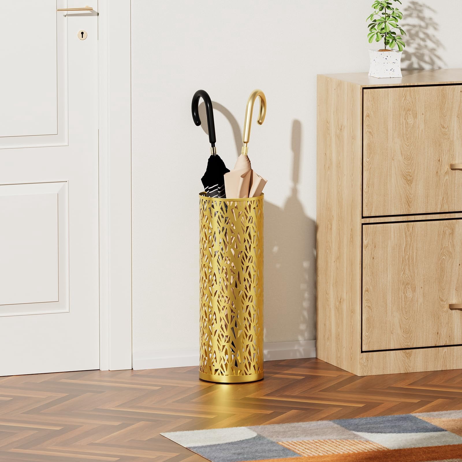 Metal Round Umbrella Stand Rack Free Standing Holder Bin  Canes Walking Sticks For Entryway Home Office