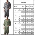 thumbnail image 3 of Men Bath Robe Cotton Linen 3/4 Sleeve Nightwear Sleepwear Bathrobe Dressing Gown, 3 of 3