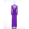 thumbnail image 7 of Doomiva Womens Lyrical Dance Dress Sequin Long Sleeve Tulle Flowy Maxi Long Dress Purple XL, 7 of 7