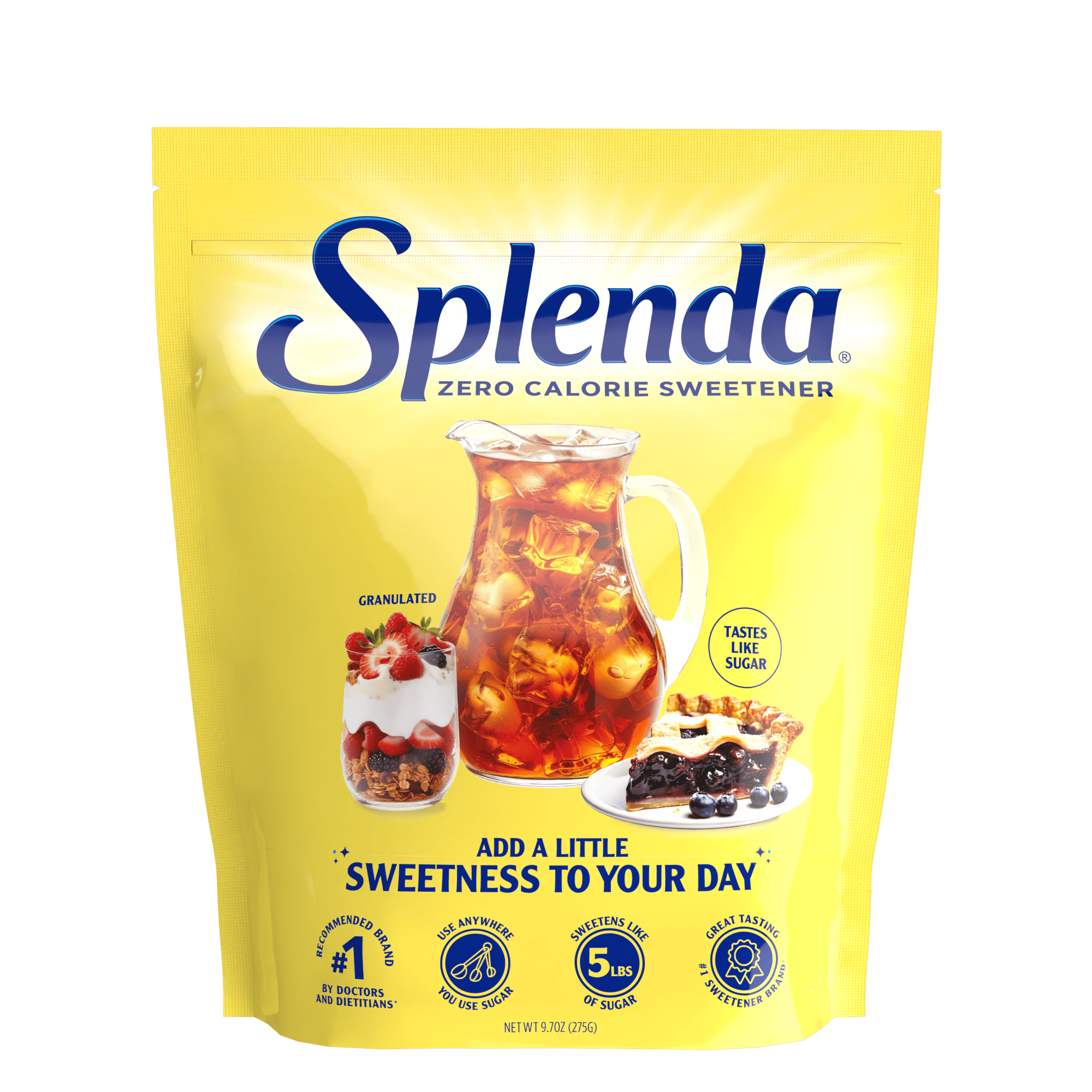 Splenda Zero Calorie Sweetener, Granulated Sugar Substitute, 9.7 oz Plastic Bag