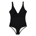 thumbnail image 4 of Sevevn Women's Solid Color Swimsuits One Piece Bathing Suits Slimming V Neck Swimwear, 4 of 8
