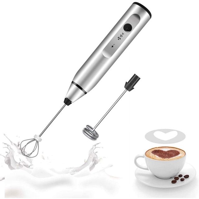 Espumador de leche recargable para el hogar, espumador de leche USB de 3 velocidades, batidor de huevos eléctrico de mano multifunción para café