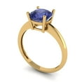 thumbnail image 2 of 2 ctw Solitaire Anniversary Ring for Women | Cushion Cut Simulated Tanzanite | Hyperallergenic Solid 14K Yellow Gold, 2 of 5