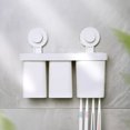thumbnail image 3 of QUANGE Wall-Mounted Toothbrush Holder with Magnetic Cup Design Space Saving Wall Toothbrush Organizer for Electronic Toothbrush/Toothpaste/Razor(2 Cups, White), 3 of 9