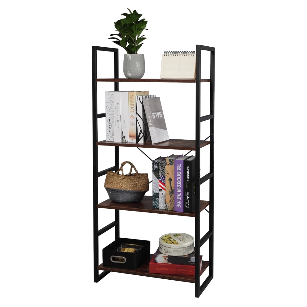 Newspaper//Magazine Shelf Black and White Metal Iron Floor-Mounted Large-Capacity Bookshelf Easy to Move,Black