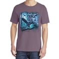 thumbnail image 2 of Wild Bobby, Owl Flying at Night In Front of the Moon, Animal Lover, Garment-Dyed Washed Look Short Sleeve T-Shirt, Rosewood, 2XL, 2 of 3