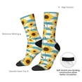 thumbnail image 4 of KLL White Blue Striped Sunflower Print Cool Socks Men's Women's Crew Socks Funny Crazy Novelty Stockings, 4 of 6