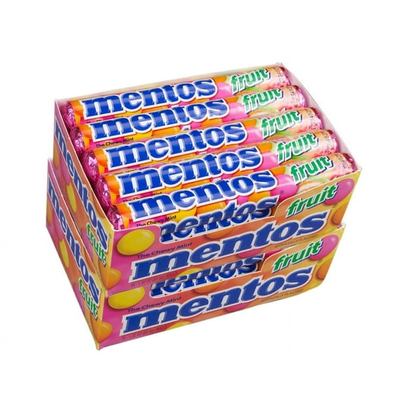 Mentos Chewy Mint Candy Roll, Fruit, Non Melting, Party, 14 Pieces (Bulk Pack of 15) - Packaging May Vary