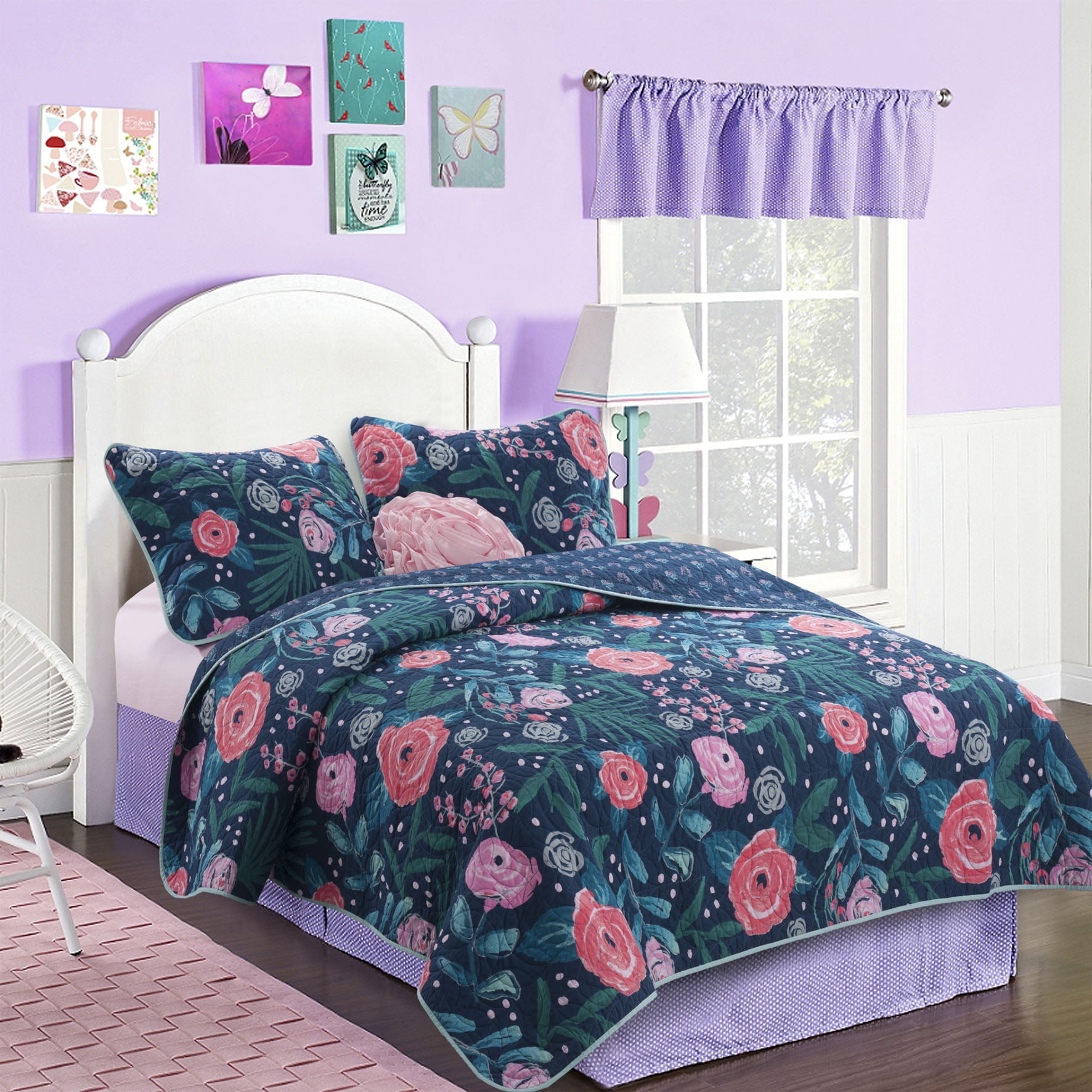 Better Homes and Gardens Kids Rose Garden Quilt Set ...