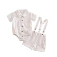 thumbnail image 3 of Tiijoy Newborn Boys Summer Outfits Cotton Short Sleeve Bodysuit Suspenders Shorts Set, Sizes 6-9M, 3 of 8