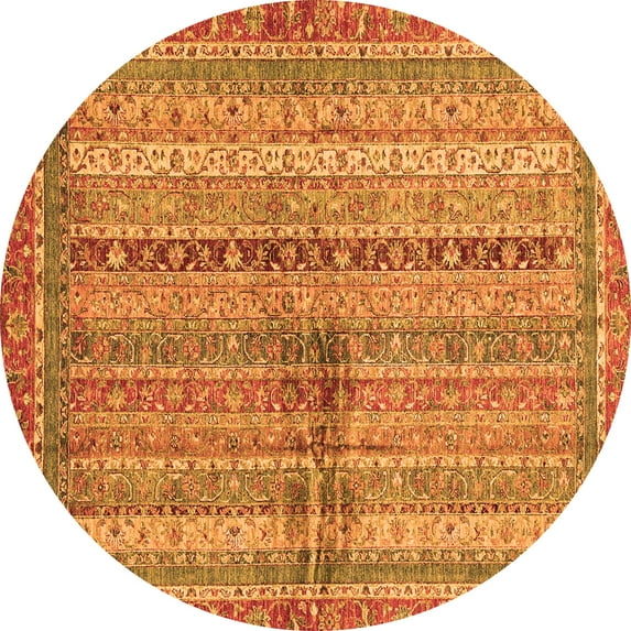 Ahgly Company Indoor Round Oriental Orange Modern Area Rugs, 8' Round