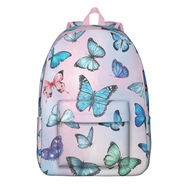 Fashion Butterfly Print Vintage Backpack – Large Capacity Travel Backpack with Durable Oxford Material and Anti-theft Multifunctional Design for School, Gym, and Campus Commuting