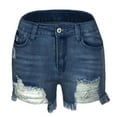 thumbnail image 3 of Women's Casual Denim Shorts Frayed Raw Hem Ripped Jeans Shorts, 3 of 5