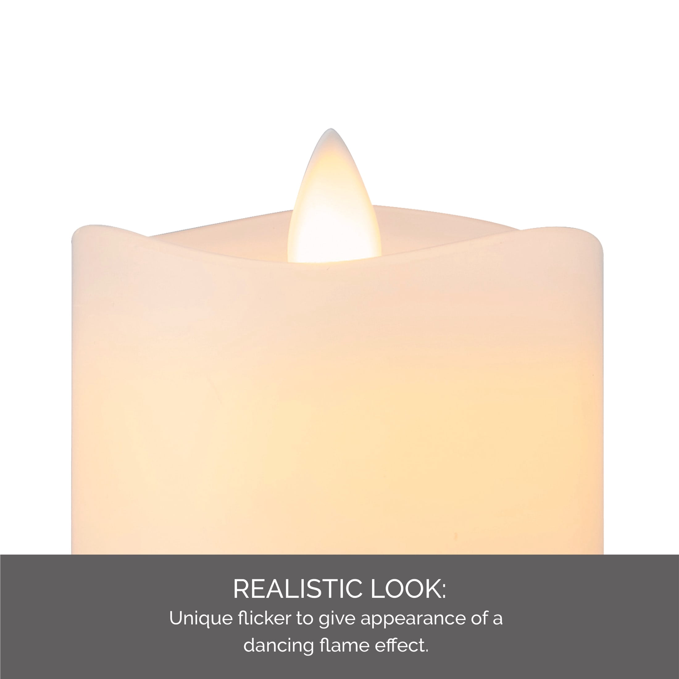 Home Accents 4X6 inch Real Wax Wavy Top Dancing Flameless Candles, Exquisite White Battery Candles 4X6