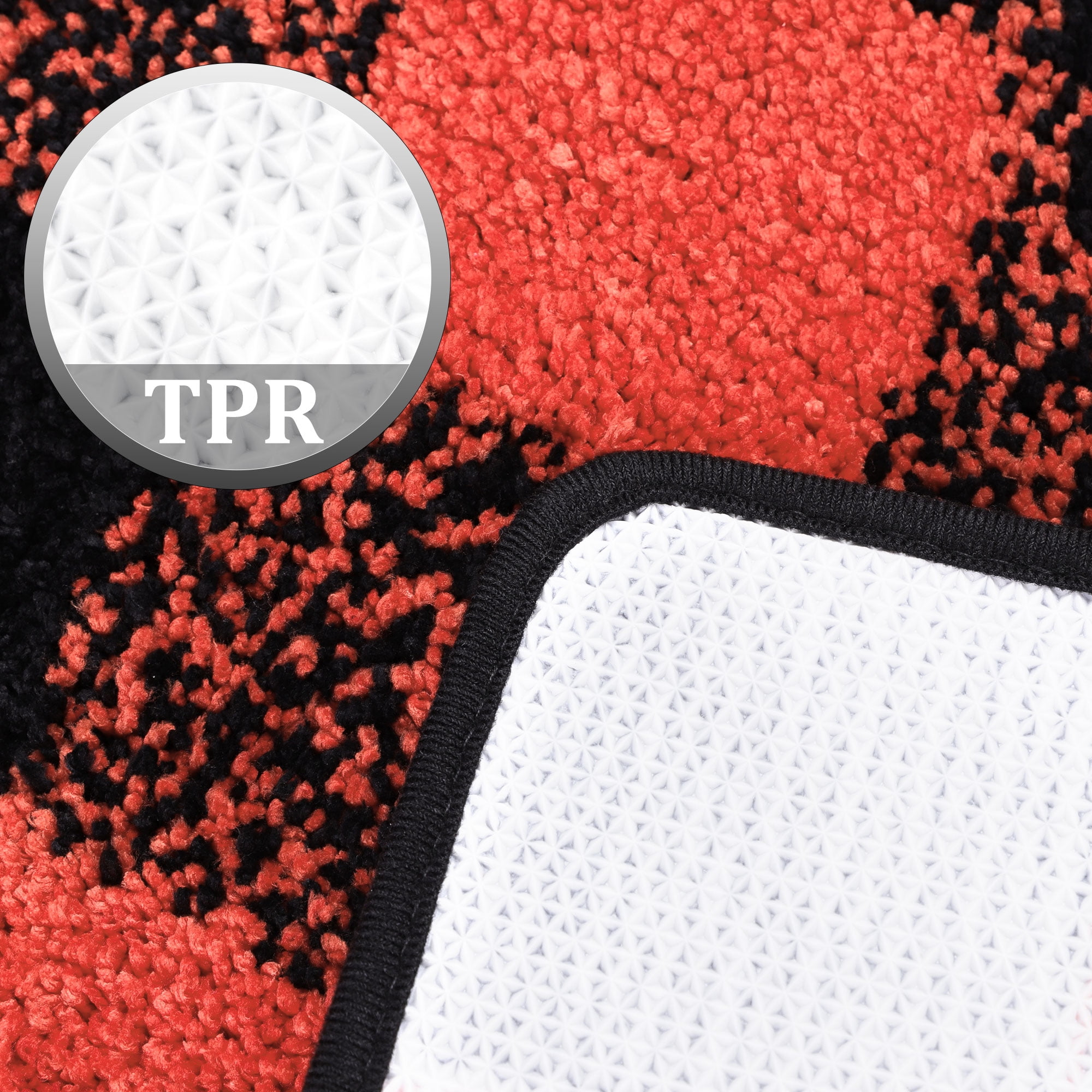 Unique Bargains Soft Microfiber Plaid Bathroom Rugs Black & Red 20"x30"