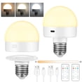 thumbnail image 3 of Foco LED E26, 2 Paquete Focos Recargables para Casa y Regulables con Control Remoto, Bombilla Foco Desmontable Magn&eacute;tica Inal&aacute;mbrica que Funciona con Pilas, 3 Temperaturas Color,, 3 of 8
