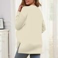 thumbnail image 5 of Zylanna Maternity Shirt with Hidden Zipper, 0versized Crew Neck Spring Side Slit Long Sleeve Nursing Tops Beige, 5 of 8