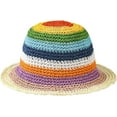 thumbnail image 6 of CoCopeaunts Straw Bucket Hat Women's Rainbow Striped Woven Summer Breathable Hollow Fisherman Hat Crochet Sunscreen Bucket Cap, 6 of 8
