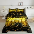 thumbnail image 2 of Manfei Game Console Bedding Twin Comforter Set,Gamer Gaming Down Comforter,Gold Geometric Geometric Lines Bedding Sets Twin with Comforter,Breathable Bedroom Decorative Reversible,2 Pieces, 2 of 8