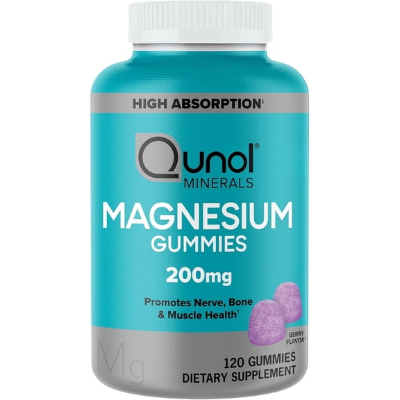 Qunol Magnesium Gummies for Adults, 200mg Elemental Magnesium, 120ct