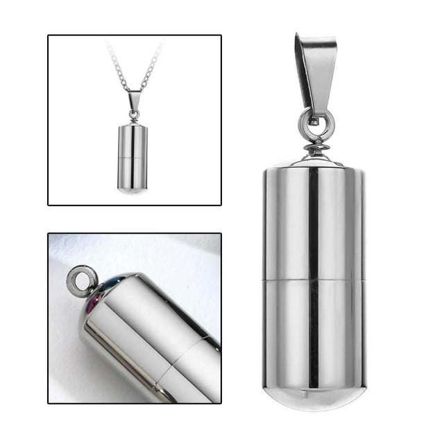 Collier Pendentif Tube en Acier Inoxydable Étui Creux Collier Capsule pour Filles pour Bijoux Cendres