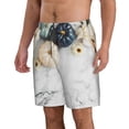 thumbnail image 2 of Kdxio Pumpkin And White Marble Pattern Mens Casual Shorts - Drawstring Summer Beach Sports Shorts for Men, 2 of 9