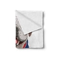 thumbnail image 2 of English Bulldog Soft Flannel Fleece Throw Blanket, Happy Dog Wearing a Union Jack Vest Cartoon Style Animal Design, Cozy Plush for Indoor and Outdoor Use, 60" x 80", Cream Navy Blue Red, by Ambesonne, 2 of 5