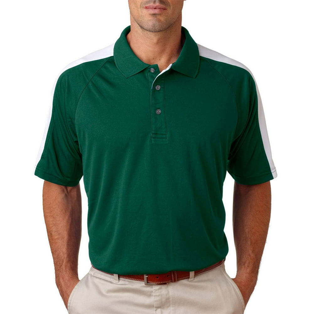 8409 Adult Sports Polo Shirt Forest Green/ White