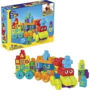 MEGA BLOKS First Builders ABC Learning Train with Big Building Blocks, Building Toys for Toddlers (60 Pieces)