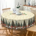 thumbnail image 2 of Nanqianyi Christmas & New Year Tablecloth 70 Inch Round, Winter XMAS Trees Snowflake Pattern Washable Table Cloth for Kitchen, Party, Dining, 2 of 9