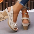 thumbnail image 6 of Buckled Square Heel Sandals for Women,Dressy Peep Toe Slingback Chunky Low Heeled Wedge Shoes Dress Sandals,42, 6 of 6