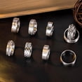 thumbnail image 5 of 9-piece set 8mm titanium steel men's and women's chain ring simple brushed wedding engagement ring set black 9-piece set 11, 5 of 5
