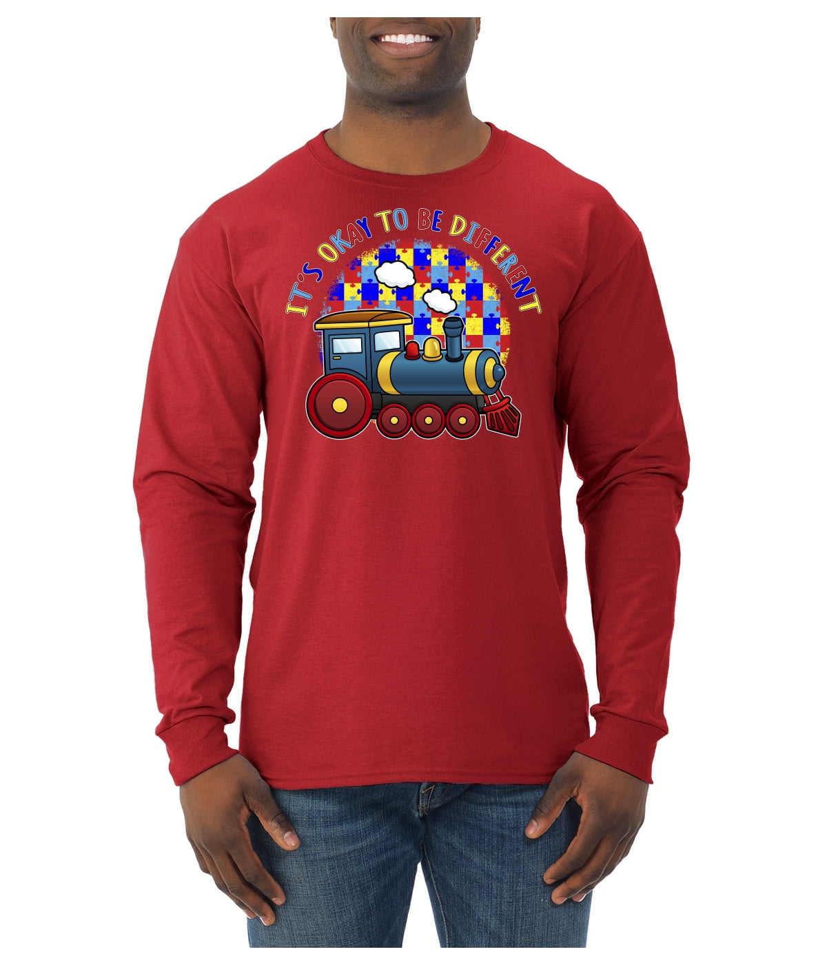 Wild Bobby Its Okay to Be Different | Train Autism Awareness Men Long Sleeve Shirt