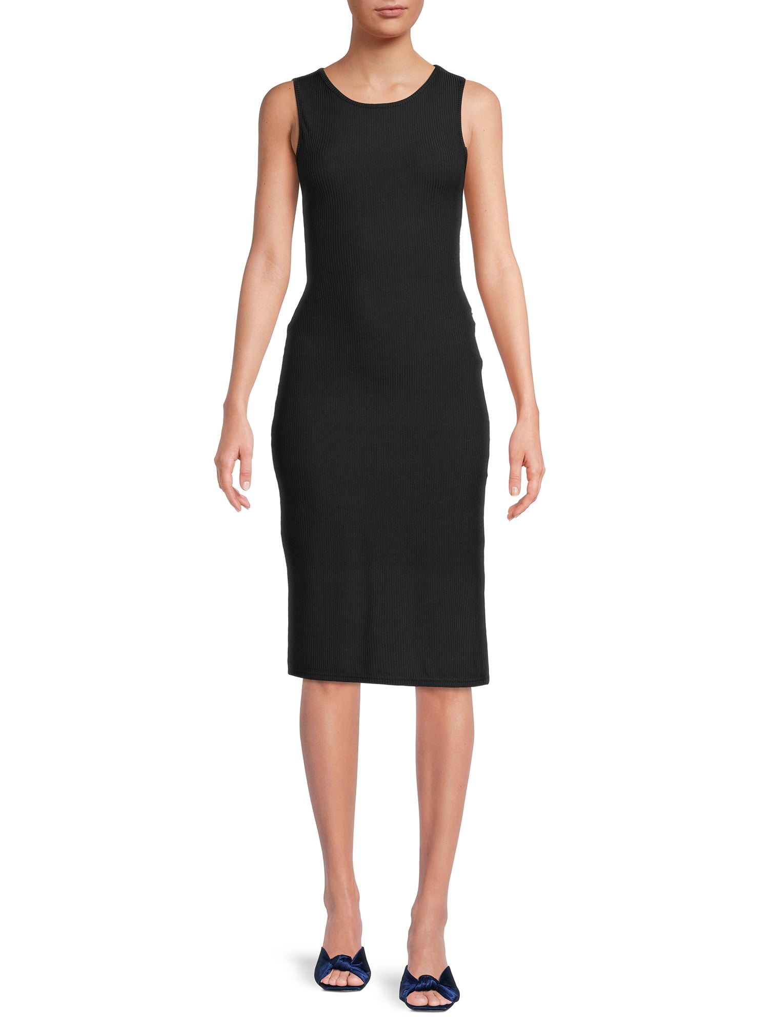 Derek Heart Women's Junior Sleeveless Tank Ribbed Bodycon Midi Dress with Side Slit