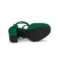 thumbnail image 5 of BLISSFUL STEP Women's Pumps Block Heels Platform Strappy Lace up Pumps Emerald Green 7, 5 of 7