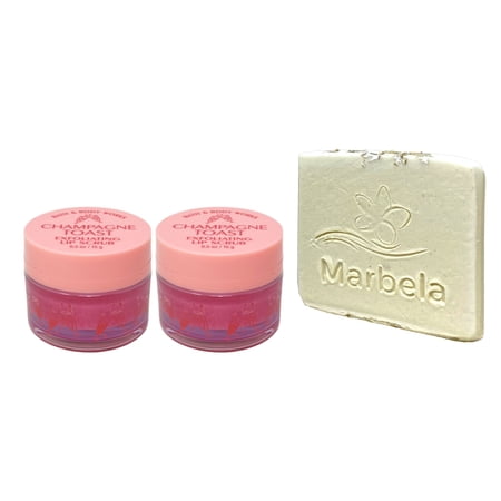 Bath & Body Works Champagne Toast 2 Exfoliating Lip Scrubs with a Natural Oats Mini Soap