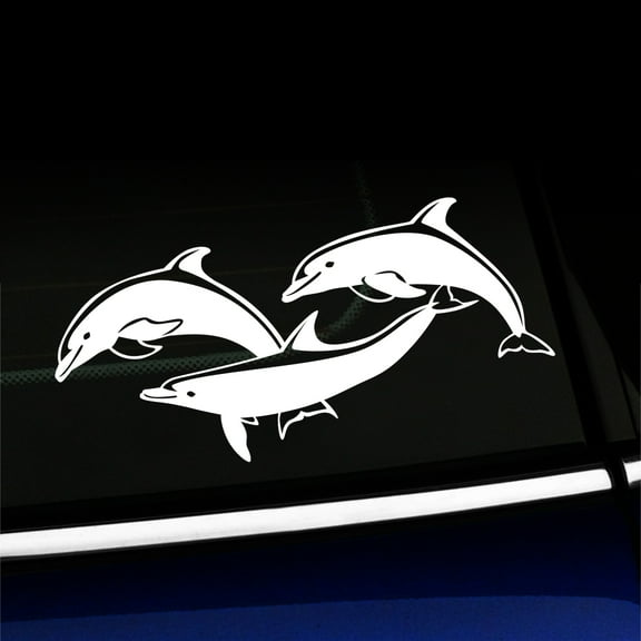 Dolphins - Vinyl Car Decal - Choose Color - [WHITE]