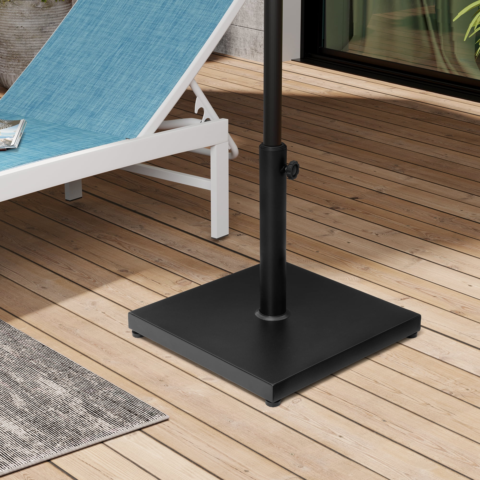 Pellebant 43 lbs Cement-Filled Square Umbrella Base Heavy Duty Patio Market Umbrella Stand, Black