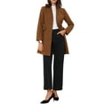 thumbnail image 2 of Abrigo largo de una sola botonadura de manga larga con cuello en V elegante para mujer INSPIRE CHIC XS marrón oscuro, 2 of 6